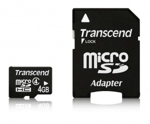 Карта памяти Transcend MicroSDHC 4GB (Class 4) + SD адаптер