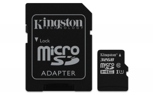 Карта памяти Kingston microSDHC 32GB Class 10 + SD адаптер