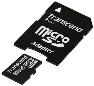 Карта памяти Transcend MicroSDHC 8GB (Class 4) + SD адаптер