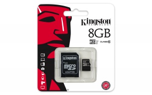 Карта памяти Kingston microSDHC 8GB Class 10 + SD адаптер