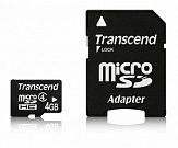 Карта памяти Transcend MicroSDHC 4GB (Class 4) + SD адаптер