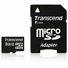 Карта памяти Transcend MicroSDHC 8GB (Class 10) + SD адаптер