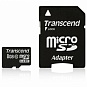 Карта памяти Transcend MicroSDHC 8GB (Class 10) + SD адаптер Карта памяти Transcend MicroSDHC 8GB (Class 10) + SD адаптер
