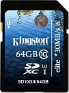 Карта памяти Kingston Elite SDXC 64GB Class 10 UHS-I 30MB/s