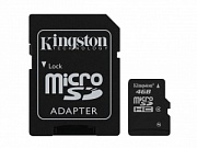 Карта памяти Kingston microSDHC 4GB Class 4 + SD адаптер