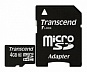 Карта памяти Transcend MicroSDHC 4GB (Class 10) + SD адаптер Карта памяти Transcend MicroSDHC 4GB (Class 10) + SD адаптер