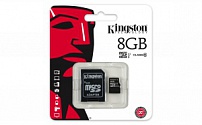 Карта памяти Kingston microSDHC 8GB Class 10 + SD адаптер