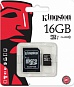 Карта памяти Kingston microSDHC 16GB Class 10 + SD адаптер